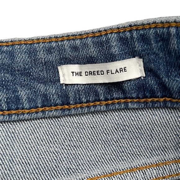 Zara | Medium Wash The Dreed Raw Hem Flare Denim Jeans 12 - Picture 4 of 7